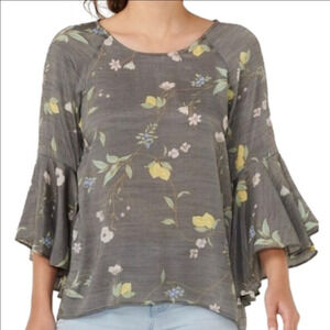 Lauren Conrad Flutter Sleeve Slit Back Top size M